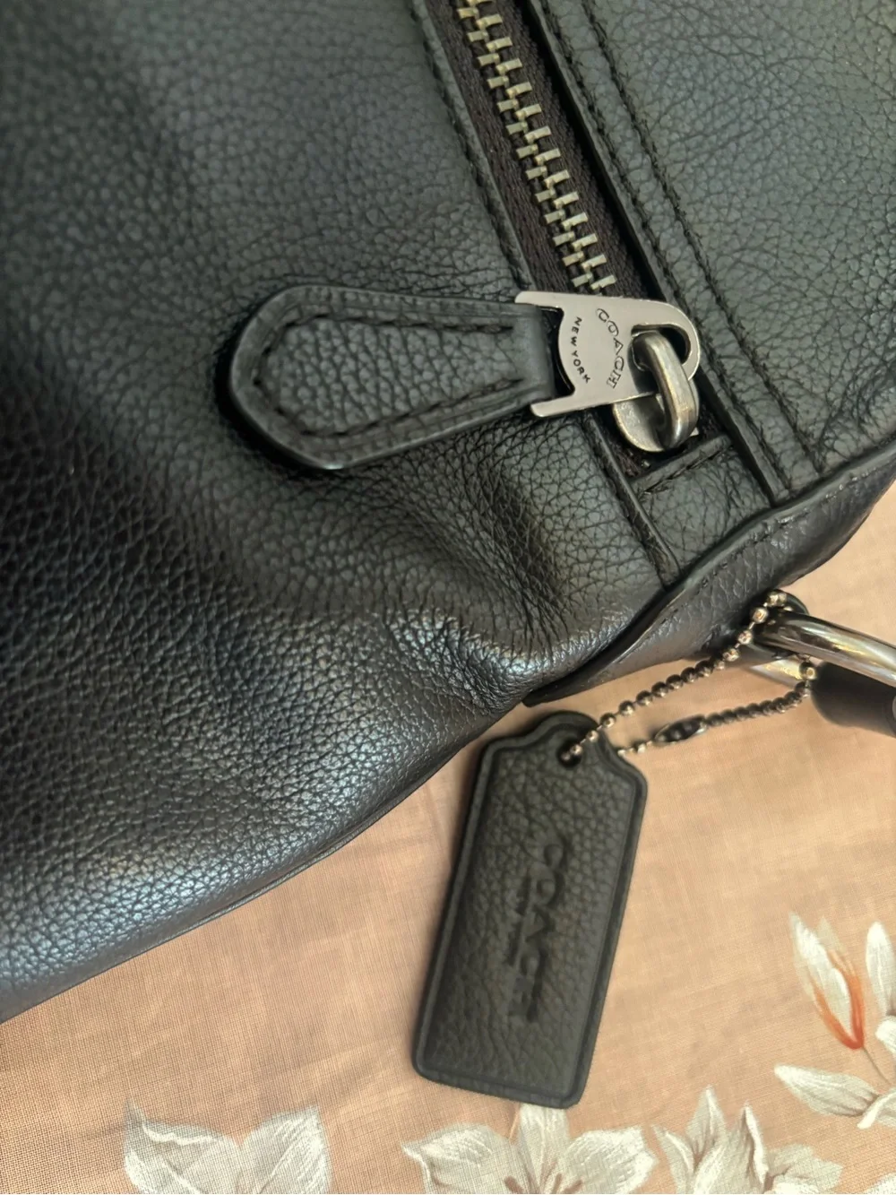 COACH Black Pebbled Leather Messenger Crossbody